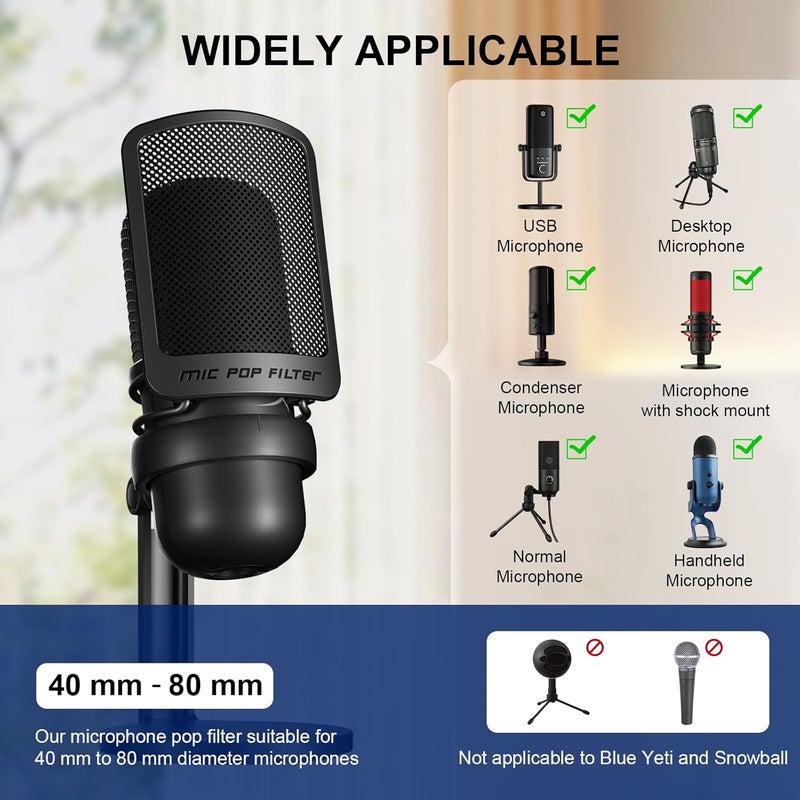 Aokeo Pop Filter, Pop Filter for Microphone for Vocal Recording,YouTube Videos,Streaming,Compatible with Most Microphones - Image 5